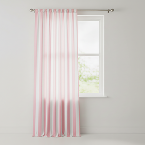 Cotton Curtain Stripe Print 58 Inch Wide / 2 Inch Stripe - Pink and White