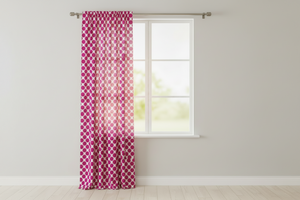 Cotton Curtain Polka Dots Print 58 Inch Wide / Large Dots - Fuchsia on White