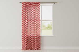 Cotton Curtain Polka Dots Print 58 Inch Wide / Large Dots - Red on White