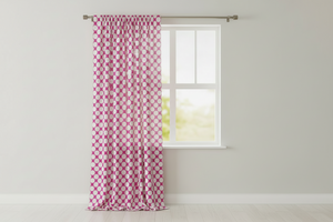 Cotton Curtain Polka Dots Print 58 Inch Wide / Large Dots - White on Fuchsia