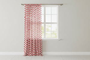 Cotton Curtain Polka Dots Print 58 Inch Wide / Large Dots - White on Red