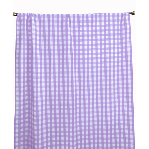 Poplin Gingham Checkered Window Curtain 56 Inch Wide Lavender