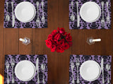 Poplin Damask Floral Dinner Table Placemats Holiday Home Decoration 13" x 19" (Pack of 4)
