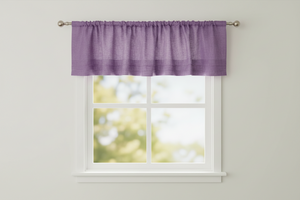 Faux Burlap Window Valance 58" Wide with Pleated Ruffles - Lavender