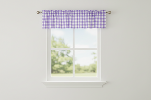Cotton Gingham Checkered Window Valance 58" Wide - Lavender