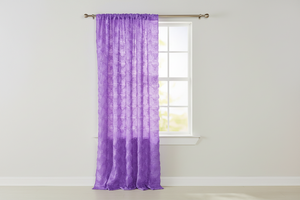 Satin Rosette 3D Pop up Flower Single Curtain Panel 54 Inch Wide - Lavender