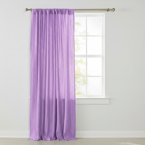 Crinkle Taffeta Crushed Pattern Single Curtain Panel 54 Inch Wide - Lavender