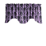 Poplin Damask Floral Scalloped Wave Window Valance 58" Wide / 20" Tall