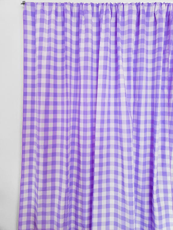 Cotton Gingham Checkered Curtain Lavender 58 Inch Wide