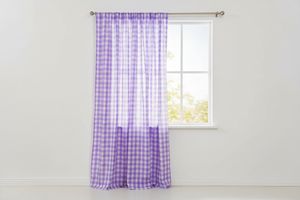 Cotton Gingham Checkered Curtain 58 Inch Wide - Lavender