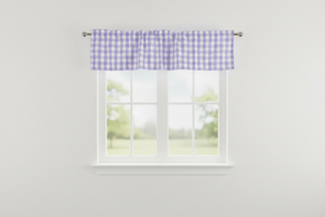 Poplin Gingham Checkered Window Valance 58" Wide - Lavender