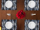 Poplin Damask Floral Dinner Table Placemats Holiday Home Decoration 13" x 19" (Pack of 4)
