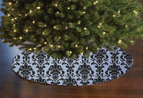 Poplin Damask Floral Tree Skirt Christmas Decoration 58" Round Skirt