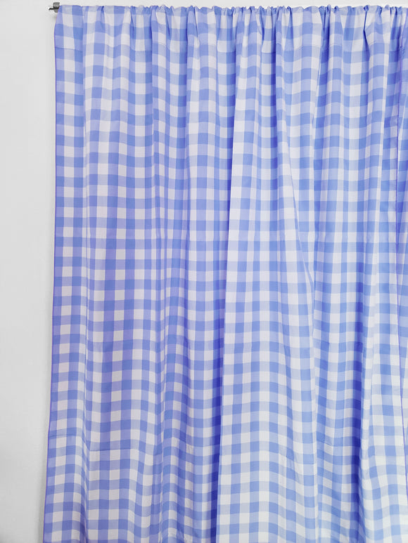 Cotton Gingham Checkered Curtain Light Blue 58 Inch Wide