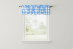 Cotton Gingham Checkered Window Valance 58" Wide - Light Blue