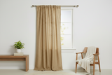 Faux Burlap Texture Polyester Solid Single Curtain Panel 58 Inch Wide - Light Gold