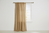 Faux Burlap Texture Polyester Solid Single Curtain Panel 58 Inch Wide - Light Gold