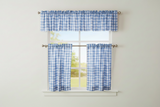 Cotton Gingham Checkered 3 Piece Window Valance Curtain Set (16 Colors)