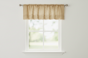 Faux Burlap Window Valance 58" Wide with Pleated Ruffles - Light Gold