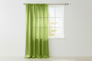 Shiny Satin Solid Single Curtain Panel Drapery 58 Inch Wide - Lime Green
