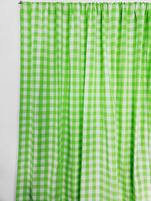 Cotton Gingham Checkered Curtain 58 Inch Wide - Lime Green
