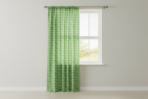 Poplin Gingham Checkered Window Curtain 56 Inch Wide - Lime Green