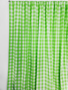 Cotton Gingham Checkered Curtain Lime Green 58 Inch Wide