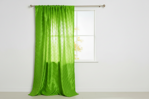 Pintuck Taffeta Cross Stitch Pattern Single Curtain Panel 54 Inch Wide - Lime Green