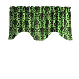 Poplin Damask Floral Scalloped Wave Window Valance 58" Wide / 20" Tall