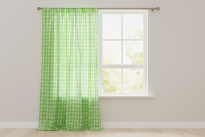 Cotton Gingham Checkered Curtain 58 Inch Wide - Lime Green