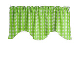 Poplin Tavern Gingham Checkered Scalloped Wave Window Valance 58" Wide / 20" Tall
