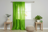Pintuck Taffeta Cross Stitch Pattern Single Curtain Panel 54 Inch Wide - Lime Green