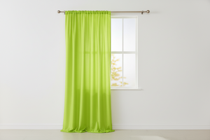 Faux Silk Solid Dupioni Window Curtain 56 Inch Wide - Lime Green
