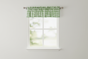 Cotton Gingham Checkered Window Valance 58" Wide - Lime Green