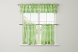 Cotton Gingham Checkered 3 Piece Window Valance Curtain Set (16 Colors)