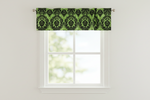 Flocked Damask Window Valance 58" Wide - Lime Green