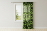 Flocking Damask Taffeta Window Curtain 56 Inch Wide - Lime Green