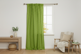 Faux Burlap Texture Polyester Solid Single Curtain Panel 58 Inch Wide - Lime Green