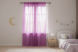 Silver Stars on Sheer Tinted Organza Solid Single Curtain Panel 58 Inch Wide - Magenta