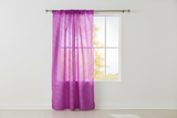 Silver Stars on Sheer Tinted Organza Solid Single Curtain Panel 58 Inch Wide - Magenta