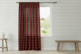 Poplin Buffalo Checkered Window Curtain 56 Inch Wide - Black and Red