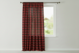 Poplin Buffalo Checkered Window Curtain 56 Inch Wide - Black and Red