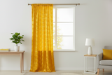 Satin Rosette 3D Pop up Flower Single Curtain Panel 54 Inch Wide - Marigold Yellow