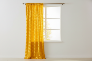 Satin Rosette 3D Pop up Flower Single Curtain Panel 54 Inch Wide - Marigold Yellow