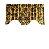 Poplin Damask Floral Scalloped Wave Window Valance 58" Wide / 20" Tall