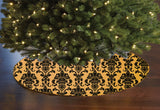 Poplin Damask Floral Tree Skirt Christmas Decoration 58" Round Skirt