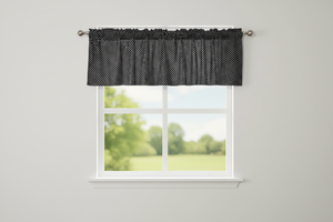 Cotton Window Valance Polka Dots Print 58 Inch Wide / Mini Dots - White on Black