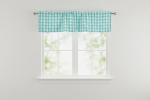 Poplin Gingham Checkered Window Valance 58" Wide - Aqua Mint