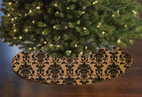 Poplin Damask Floral Tree Skirt Christmas Decoration 58" Round Skirt