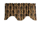 Poplin Damask Floral Scalloped Wave Window Valance 58" Wide / 20" Tall